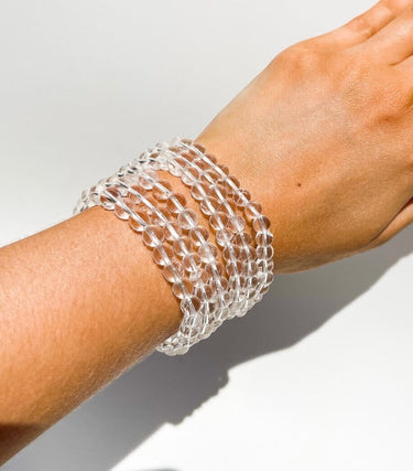 Clear Quartz Bead Bracelet Halo Quartz